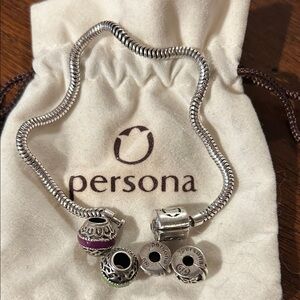 Persona Silver and Multicolor Charm Bracelet